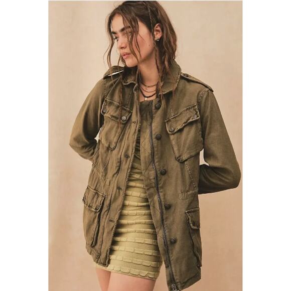 Free People Not Your Brother's Jacket Surplus Utility Military Olive Green XS - Picture 1 of 8